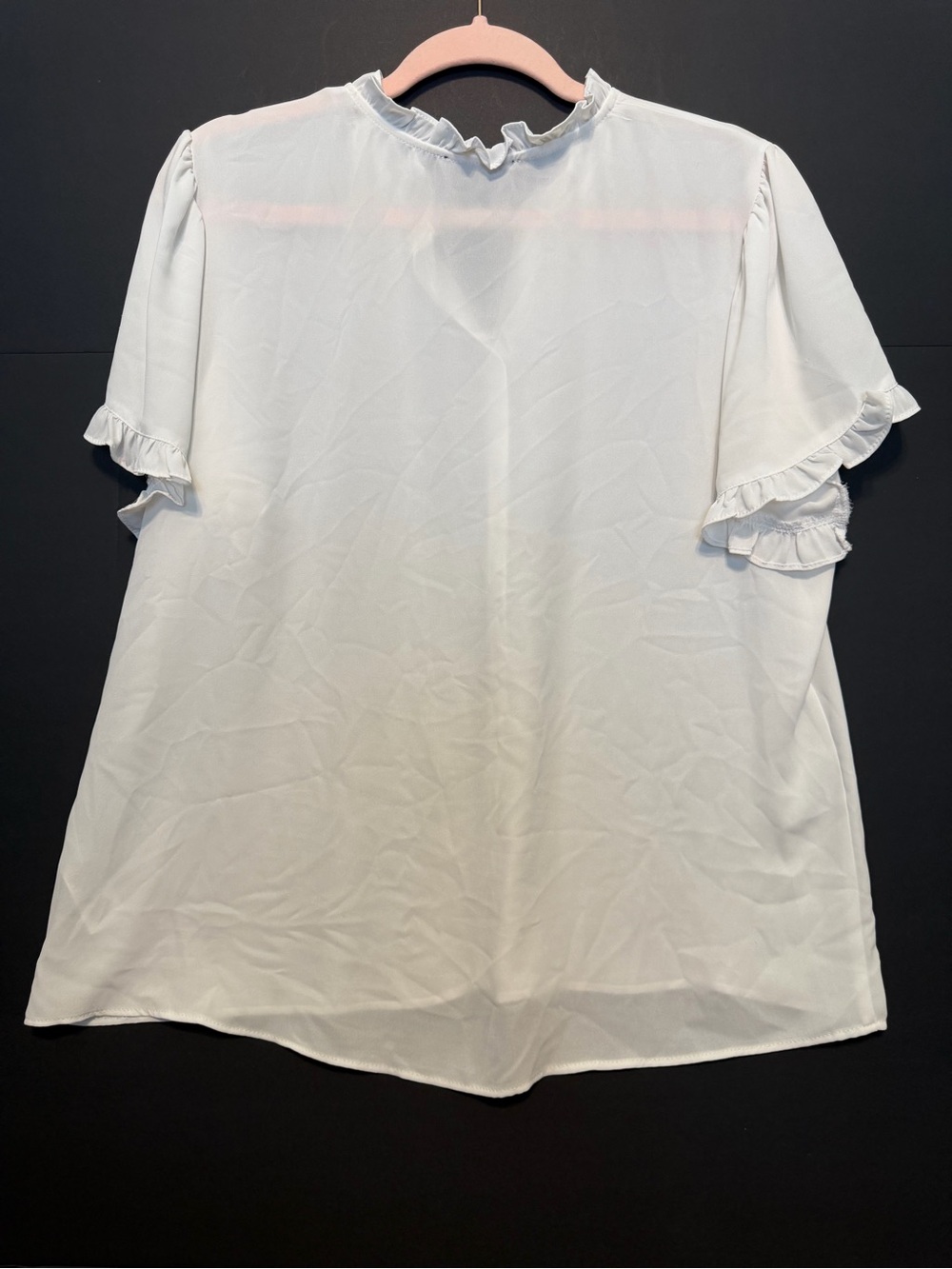T Tahari White Ruffle Sleeve Blouse - Picture 5 of 5